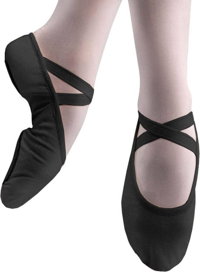 Dancer Dancewear Balletschoenen Splitzool ZWART “StretchPro” Stretch canvas Balletschoen voor
