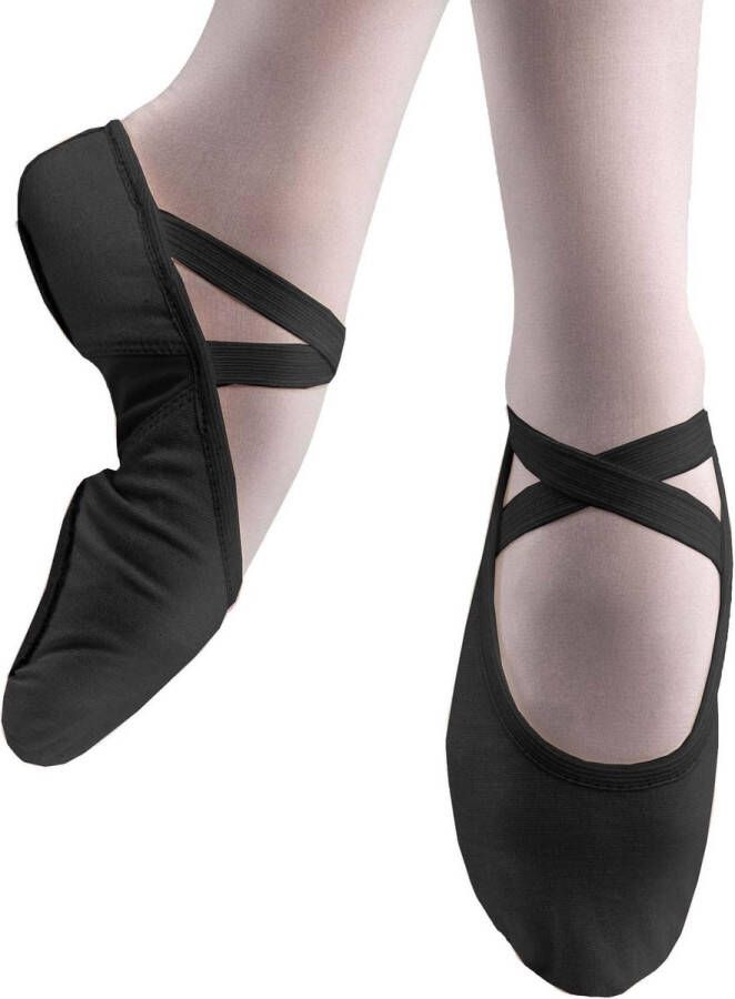 Dancer Dancewear Balletschoenen met Splitzool van STRETCH canvas in Zwart
