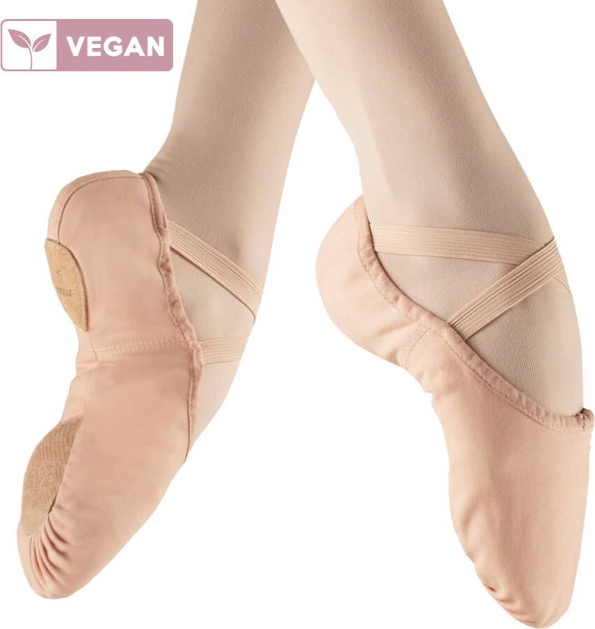 Dancer Dancewear Balletschoenen Splitzool ROZE “StretchPro” Stretch canvas Balletschoen voor meisje Vegan
