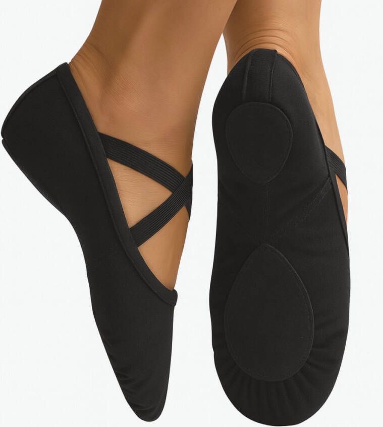 Dancer Dancewear Balletschoenen Splitzool ZWART “StretchPro” Stretch canvas Balletschoen voor dames - Foto 2