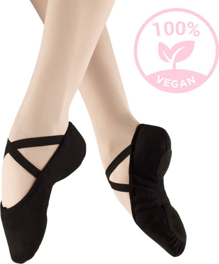 Dancer Dancewear Balletschoenen Splitzool ZWART “StretchPro” Stretch canvas Balletschoen voor dames - Foto 5
