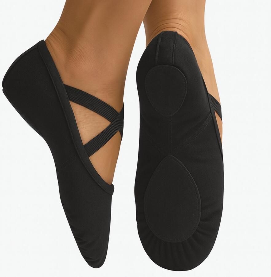 Dancer Dancewear Balletschoenen Splitzool ZWART “StretchPro” Stretch canvas Balletschoen voor meisje - Foto 2