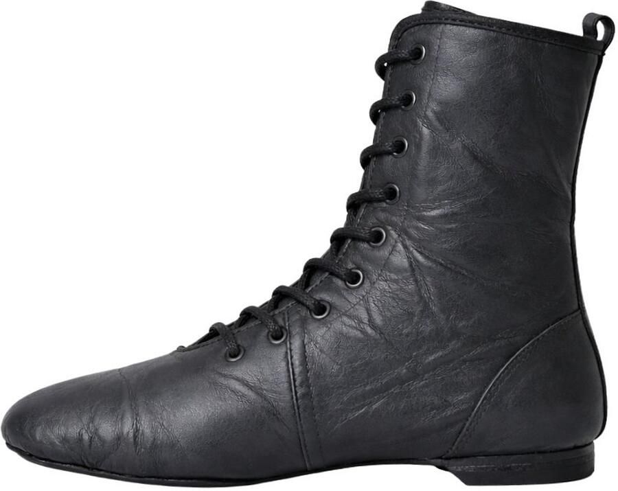 Dancer Dancewear Jazzlaarsjes van Leer Jazzboots in splitzool Hoge jazzschoenen voor meisjes Zwart Kind