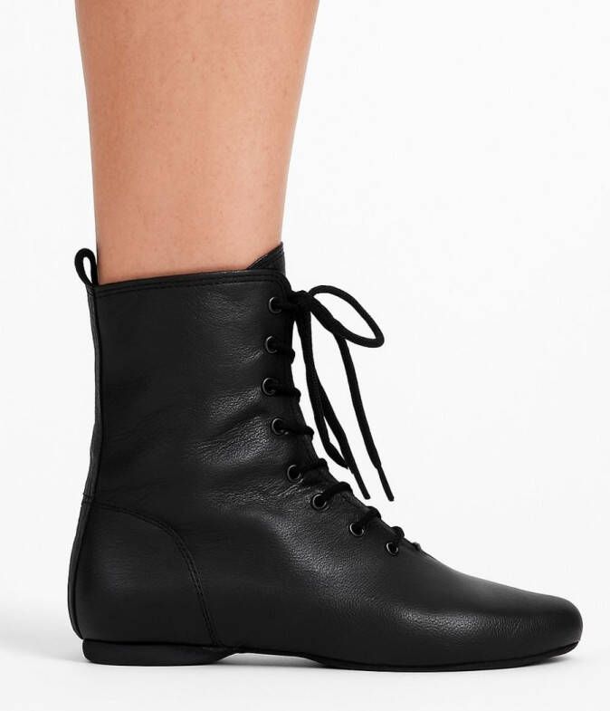 Dancer Dancewear Jazzlaarsjes van Leer Jazzboots in splitzool Hoge jazzschoenen voor volwassenen Zwart Dames