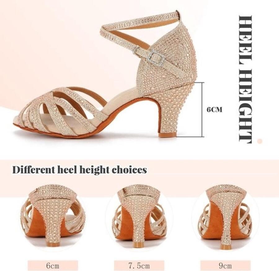 Dansschoenen voor dames Balzaal salsa en latin Open teen voor feesten bruiloften en optredens