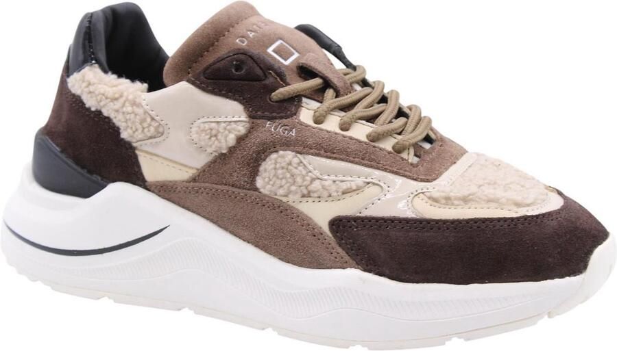 D.a.t.e. Bruine Suède Sneakers met Lakleer