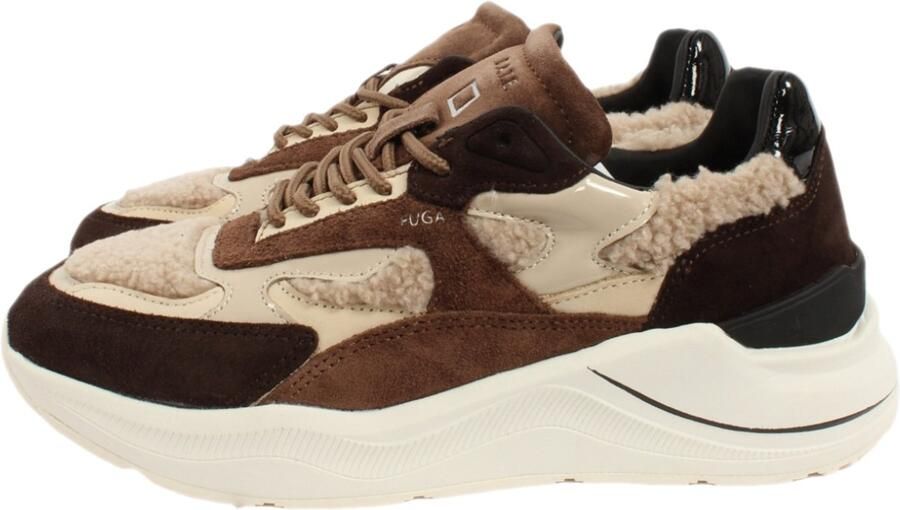 D.a.t.e. Bruine Suède Sneakers met Lakleer