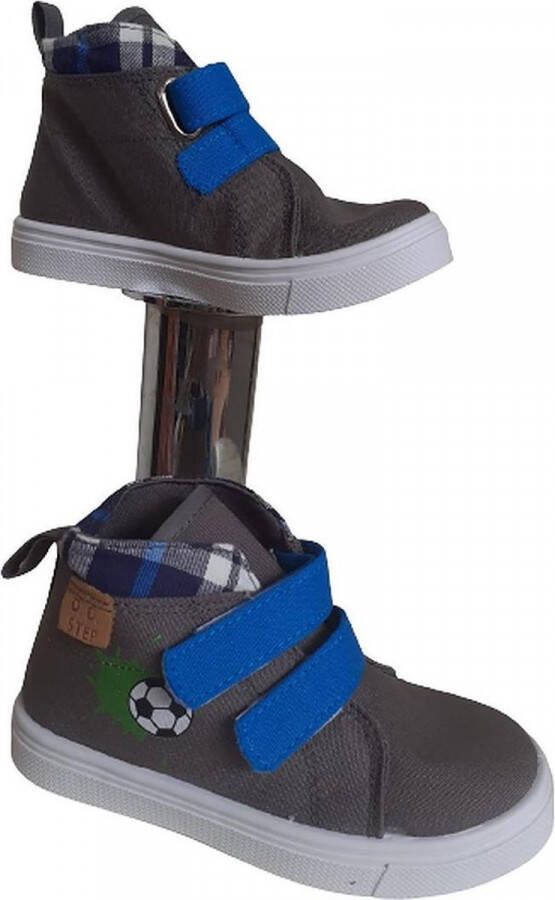 D.D. Step kinderschoenen-jongens-Met afbeelding -aan rechterkant een voetbal afdruk-Met klittenband-Stof-Kleur chocolade bruin- Merk DD-Step - Foto 1