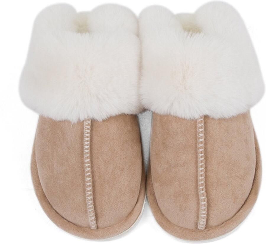 DEDIMUS Lichte-bruine-katoen-sloffen-voor- nen-en- en- en-exclusieve-memory-schaum-sloffen-fluffy-zacht-warm-niet-glibberig-zeer-comfortabel-plush-gepast-voor-binnen-en-buiten-draging