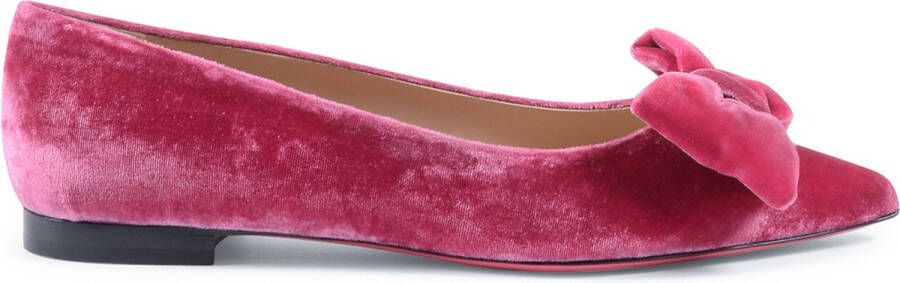 Dee Ocleppo Fluwelen Ballerina met Strik Pink Dames