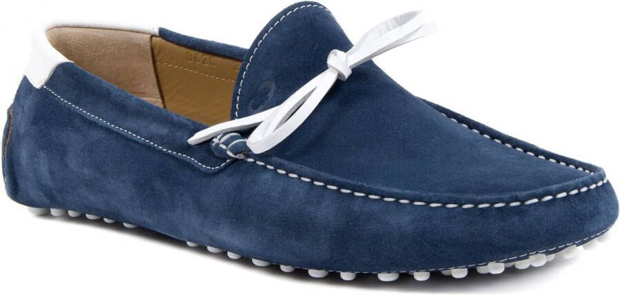 Dee Ocleppo Italiaanse Handgestikte Suède Loafer Rubberen Zool Blue