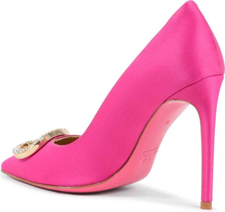 Dee Ocleppo Roze Satijnen Pomp met Gouden Logo Pink Dames