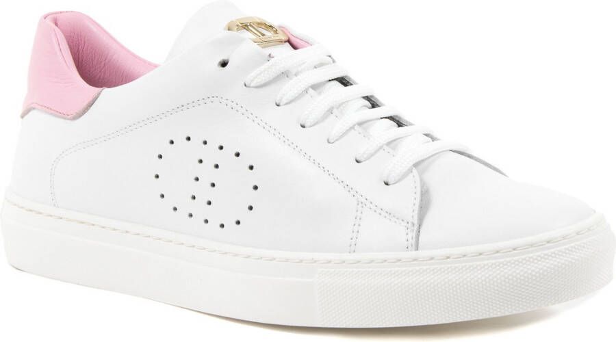 Dee Ocleppo Witte Leren Sneaker met Roze Detail White Dames
