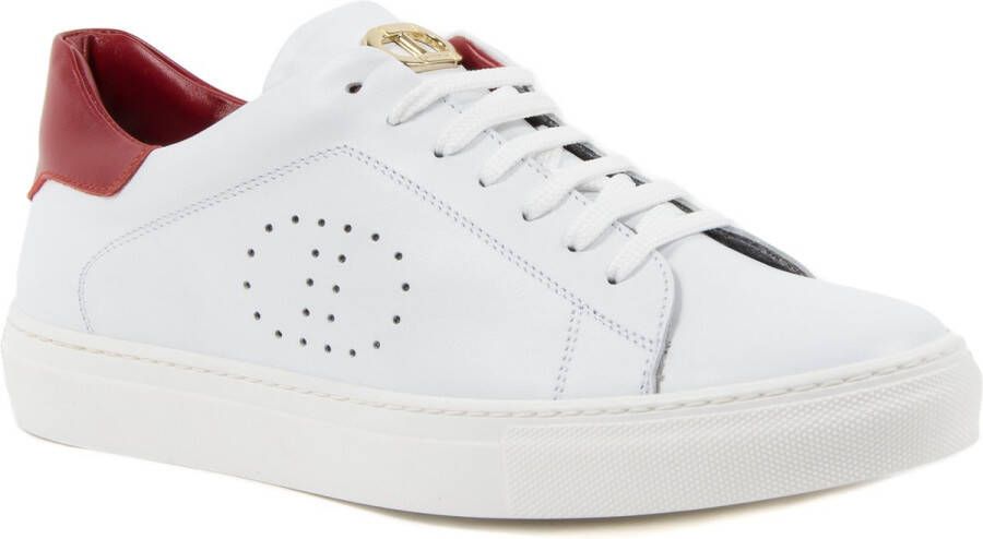 Dee Ocleppo Witte Leren Sneaker met Rode Detail White Dames