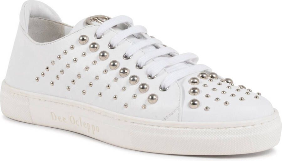 Dee Ocleppo Zilveren Leren Sneaker Met Studs