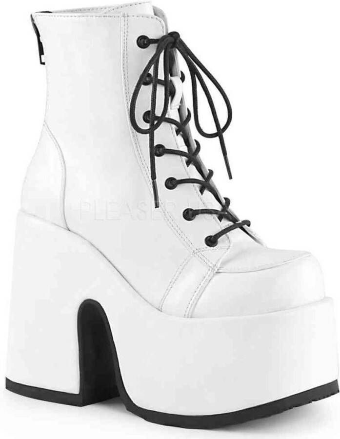 DemoniaCult CAMEL-203 5 Chunky Heel 3 PF Lace-Up Ankle Boot Metal Back Zip