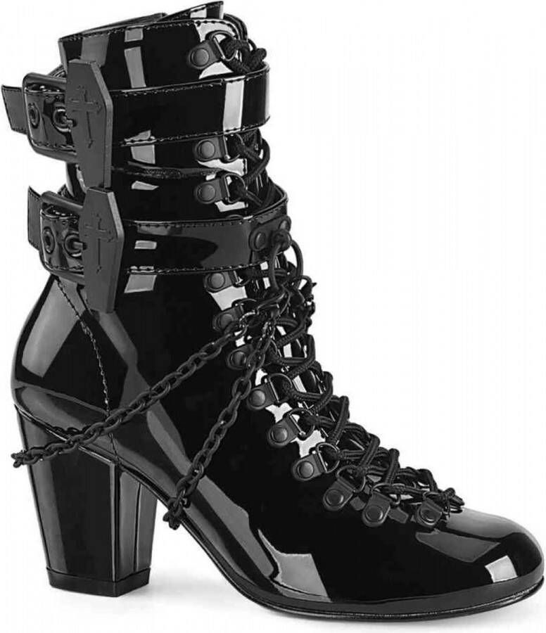 DemoniaCult VIVIKA-128 Enkellaars Doodskist 40 Shoes Zwart
