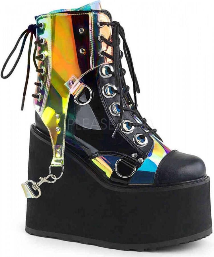 Demonia 5 = | SWING 115 | 5 1 2 PF Lace Up Ankle Boot w PVC Harnesss Side Zip
