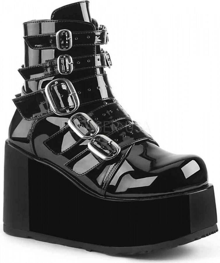 Demonia = | CONCORD 57 | 4 1 4 PF Ankle Boot w Multi Buckle Straps Back Zip