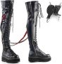 Demonia = | EMILY 377 | 2 PF STR Over the Knee Lace Up Boots Side Zip - Thumbnail 1