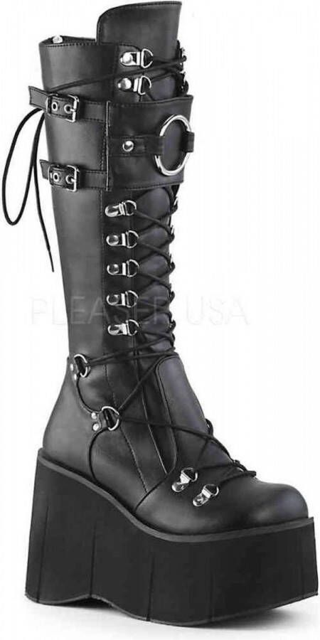 Demonia KERA 200 5 = )4 1 2Platform Lace Up Knee High Boots w Shield Back Zip