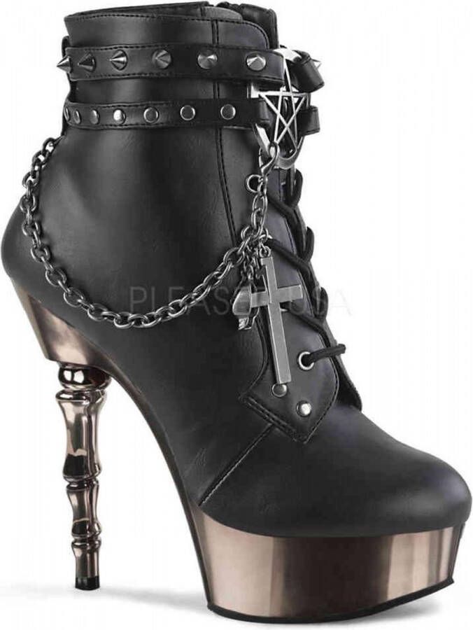 DemoniaCult MUERTO-1001 5 1 2 Finger Bone Heel 1 2 PF Lace-Up Ankle Boot
