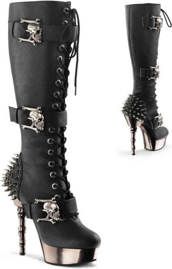 Demonia Muerto-2028 Boot with studs and chrome heel black matt = )