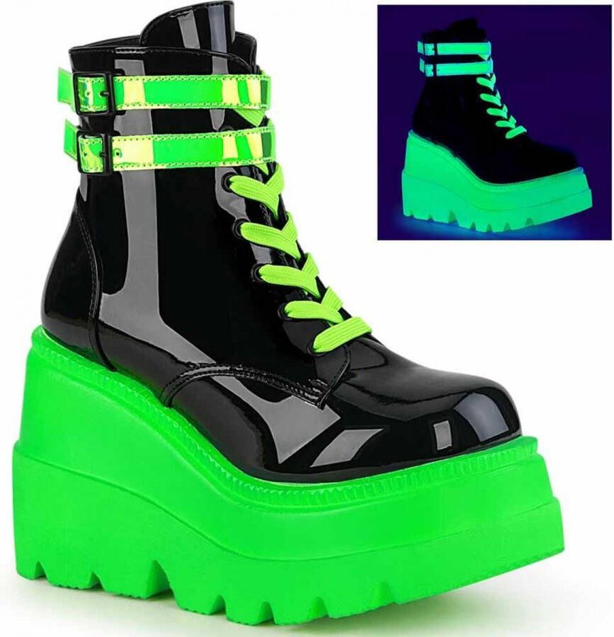 Demonia Plateau Laarzen 35 Shoes SHAKER 52 Zwart Groen