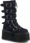 DemoniaCult Damned-225 plateau laars met gespen en studs fluweel zwart Demonia - Thumbnail 1
