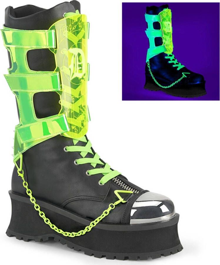 DemoniaCult GRAVEDIGGER-255 Plateau Laarzen 39 Shoes Zwart Groen