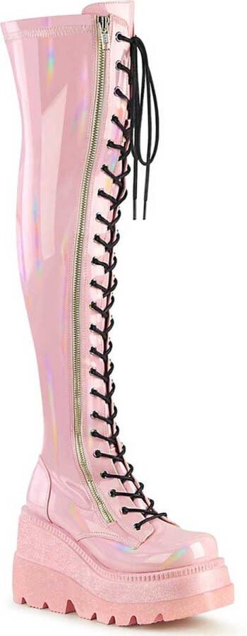 DemoniaCult Demonia Plateau overknee Laarzen SHAKER-374 Roze