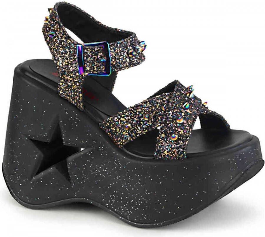 DemoniaCult DYNAMITE-02 Plateau Sandaal Glitters 36 Shoes Zwart Multicolours