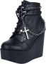 Demonia Poison-101 Ankle wedge boots with chain and charms black matt - Thumbnail 1