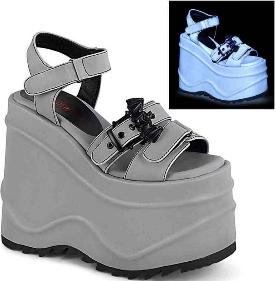Demonia Sleehakken 37 Shoes WAVE 13 Vleermuis Grijs