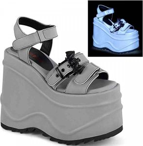 Demonia Sleehakken 39 Shoes WAVE 13 Vleermuis Grijs