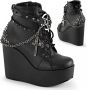 Demonia Poison-101 Ankle wedge boots with chain and charms black matt - Thumbnail 2