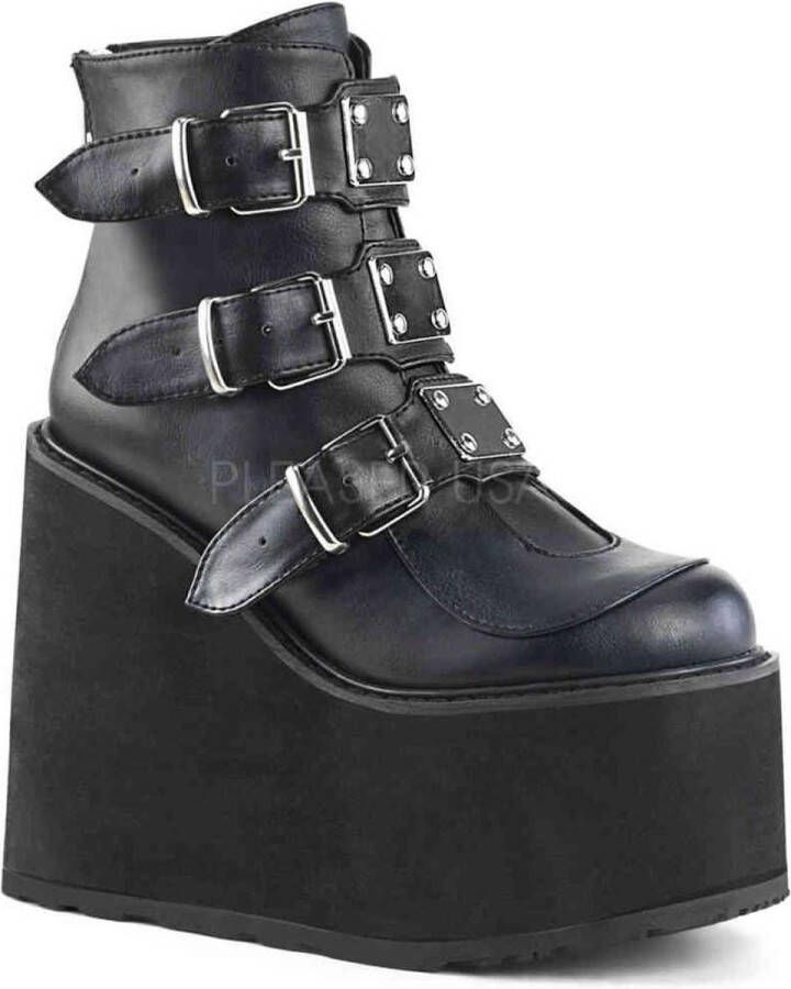 Demonia = SWING-105 5 1 2 PF Ankle Boot w 3 Buckle Straps Back Zip