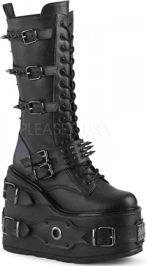 DemoniaCult SWING-327 = ) 5 1 2 PF Lace-Up Mid-Calf Boot Side Zip