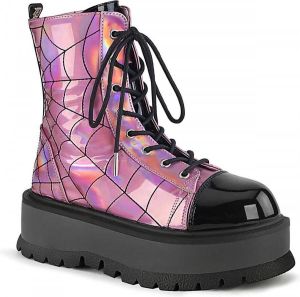 Demonia Veterlaars 38 Shoes SLACKER 88 Spinnenweb Zwart Roze