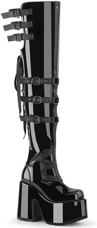 DemoniaCult CAMEL-308 Plateau overknee Laarzen 40 Shoes Zwart