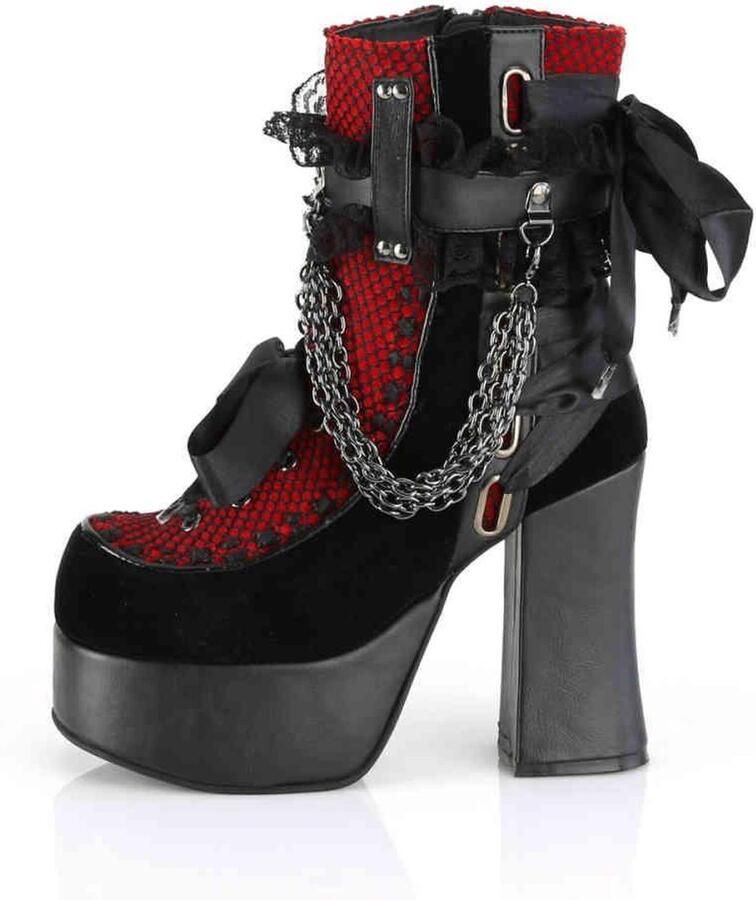DemoniaCult CHARADE-110 Plateau Laarzen 36 Shoes Zwart Rood