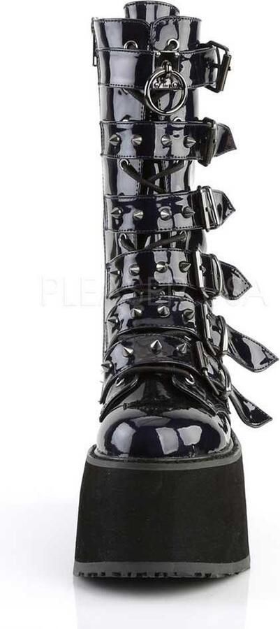 DemoniaCult Damned-225 plateau laars met gespen en studs hologram zwart Demonia - Foto 5