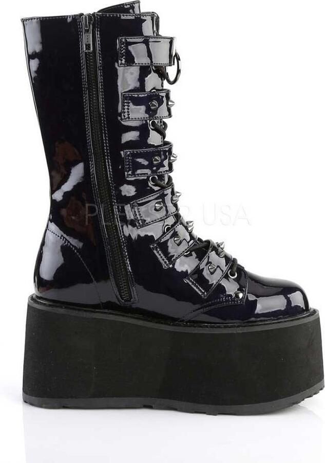 DemoniaCult Damned-225 plateau laars met gespen en studs hologram zwart Demonia - Foto 3