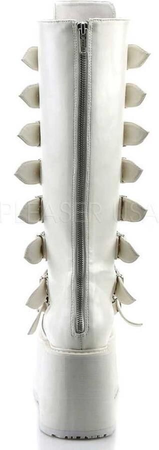 DemoniaCult Damned-318 plateau knie hoge laars met gespen en metalen details wit Demonia - Foto 4