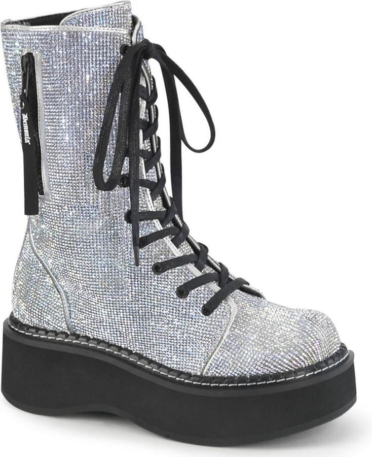 DemoniaCult EMILY-362 Plateau Laarzen 37 Shoes Zilverkleurig Zwart