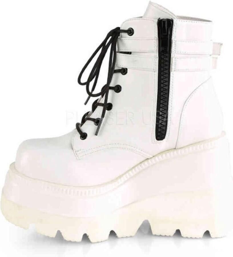 Demonia SHAKER-52 = ) 4 1 2 Wedge PF Lace-Up Ankle Boot Side Zip