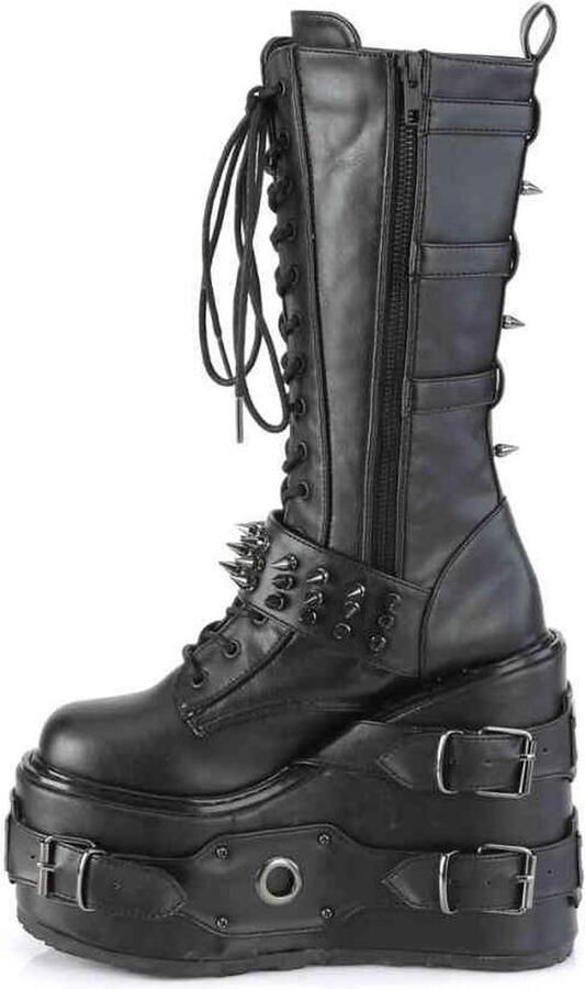 DemoniaCult SWING-327 = ) 5 1 2 PF Lace-Up Mid-Calf Boot Side Zip