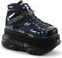 DemoniaCult Neptune-100 glitter unisex plateau sneakers met spikes zwart Demonia - Thumbnail 4