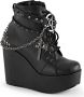 Demonia Poison-101 Ankle wedge boots with chain and charms black matt - Thumbnail 1