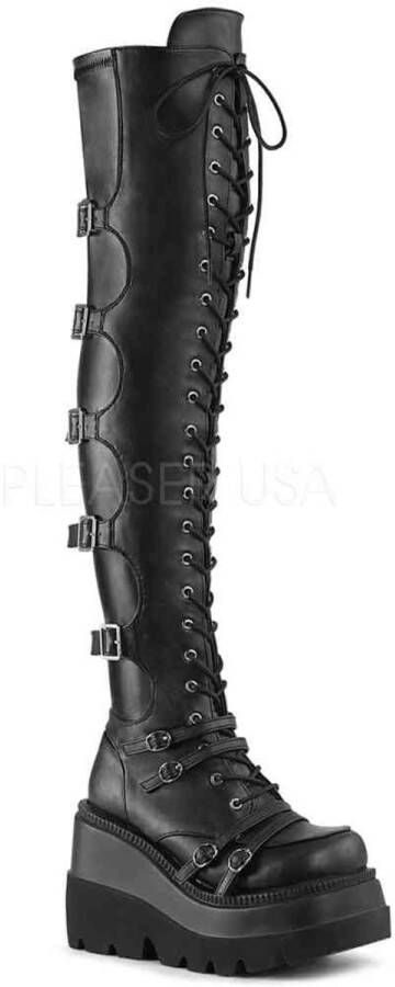 DemoniaCult SHAKER-350 Plateau overknee Laarzen 35 Shoes Zwart